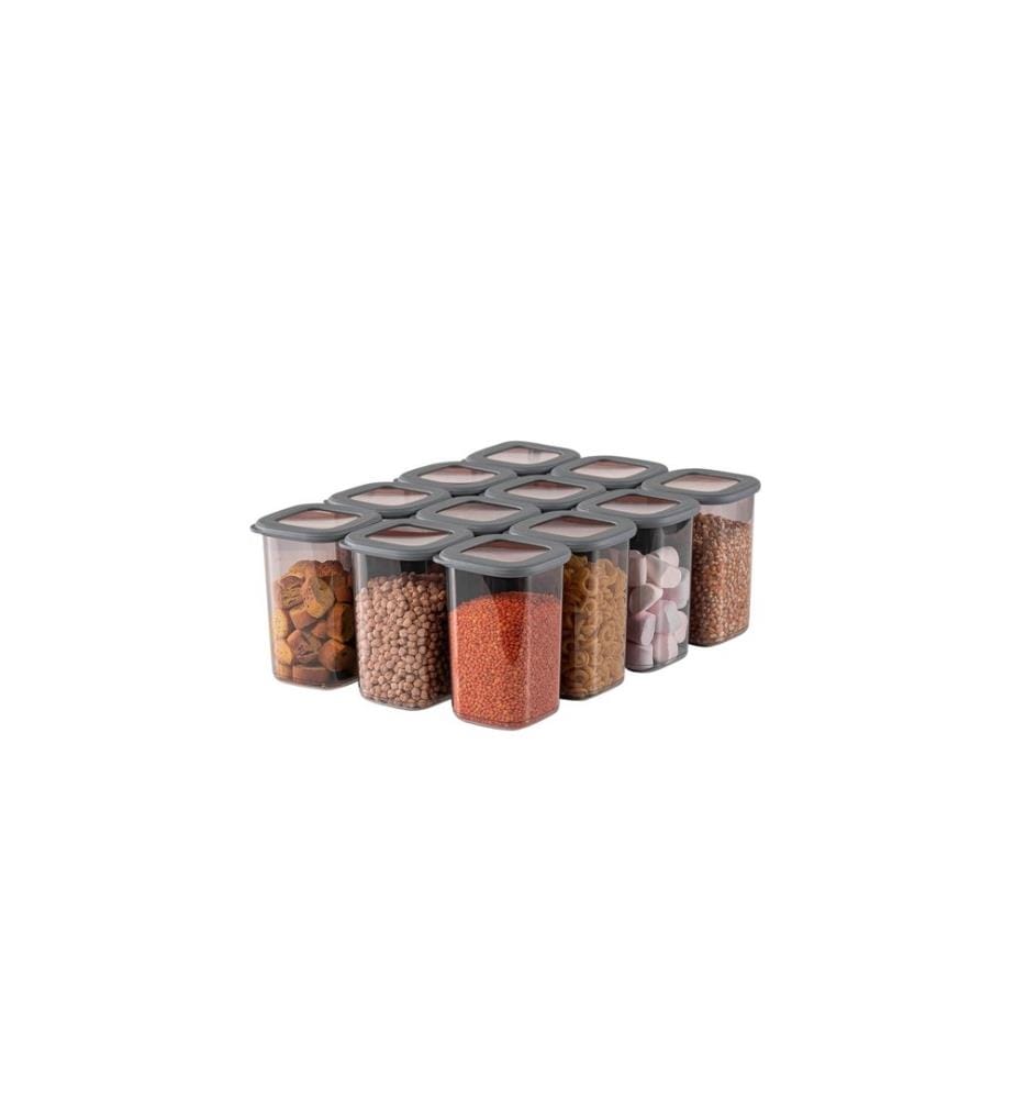 Boîte de rangement, 12 pièces, anthracite, plastique, sans Bpa
