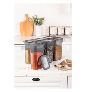 Aufbewahrungsboxen-Set, 6-teilig, anthrazit, Kunststoff, bpa-frei