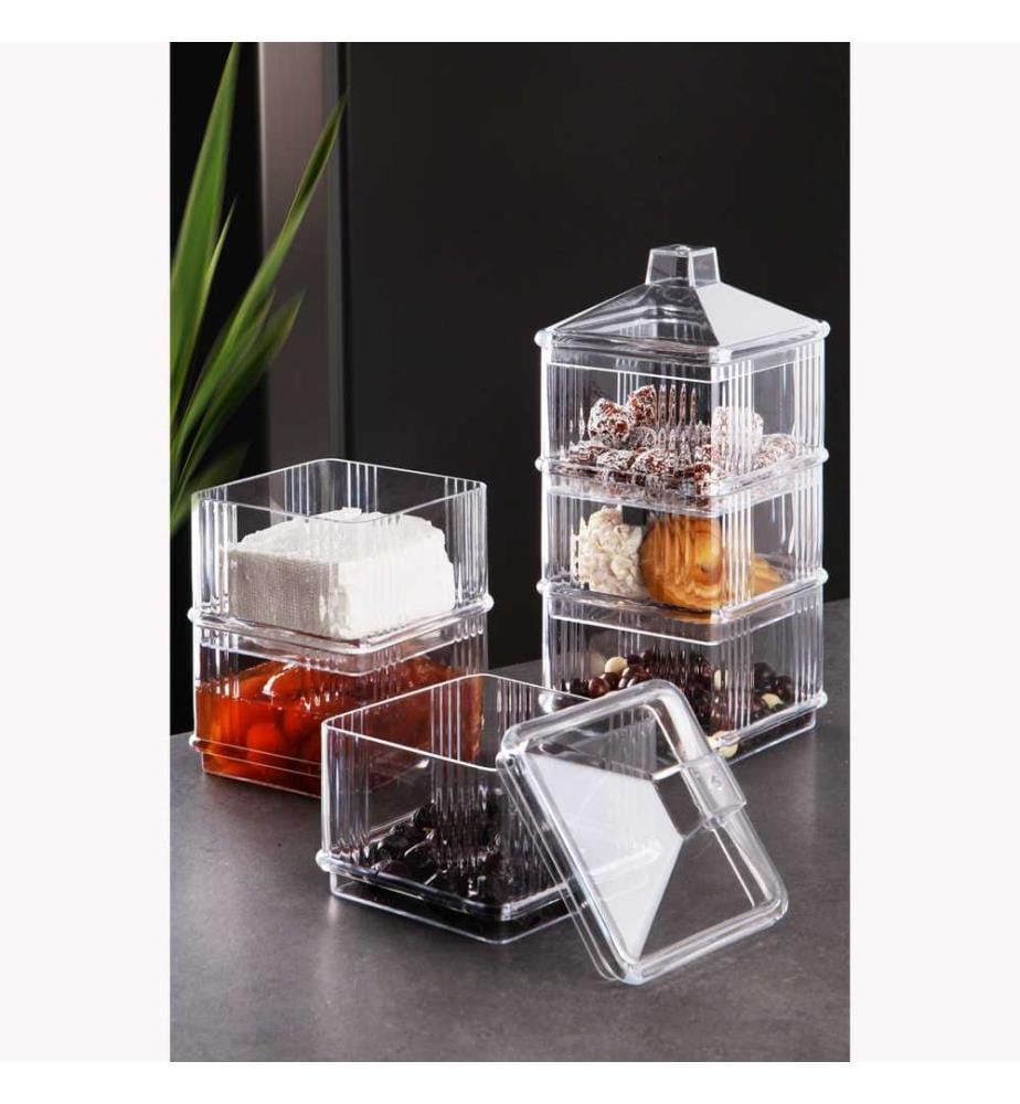 Set de présentation pour aliments, transparent, acrylique