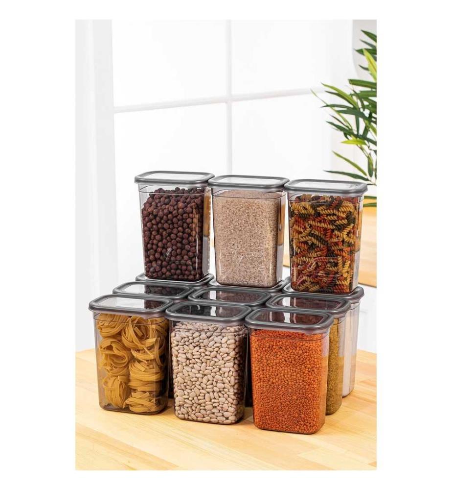 Aufbewahrungsboxen-Set, 12-teilig, anthrazit, 100% Kunststoff