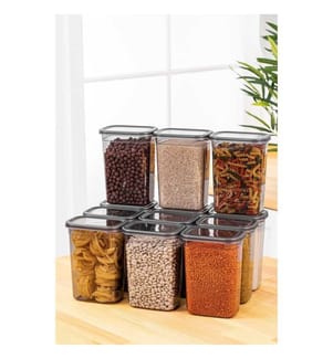 Aufbewahrungsboxen-Set, 12-teilig, anthrazit, 100% Kunststoff