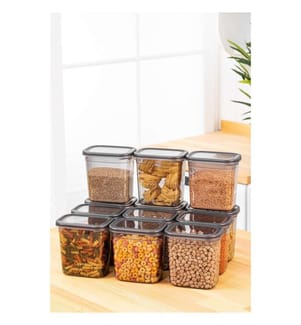 Aufbewahrungsboxen-Set, 12-teilig, anthrazit, 100% Kunststoff