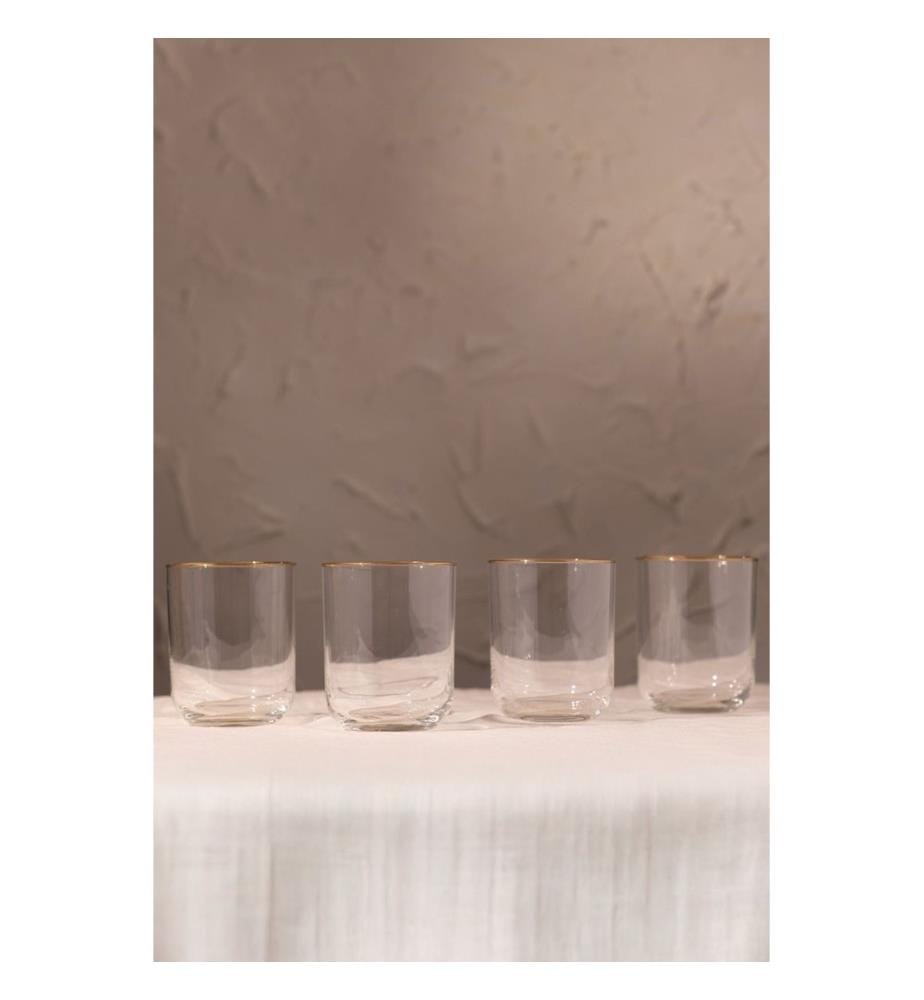 Set di bicchieri, 4 pezzi, oro, trasparente, 100% VETRO
