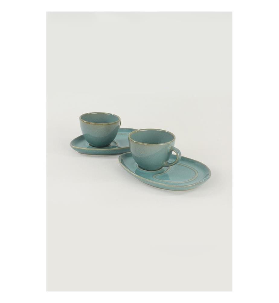 Coffee Cup Set, 4 Pieces, Turquoise, Ceramic