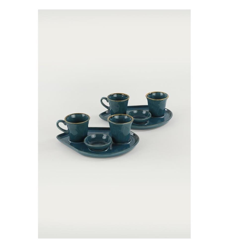 Coffee Cup Set, 8 Pieces, Blue, Ceramic