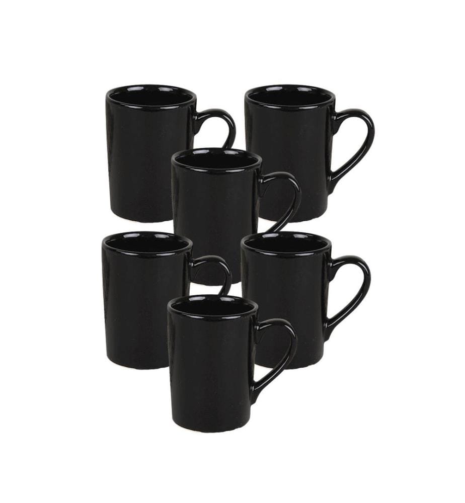 Mug Set, 6 Pieces, Black, Ceramic