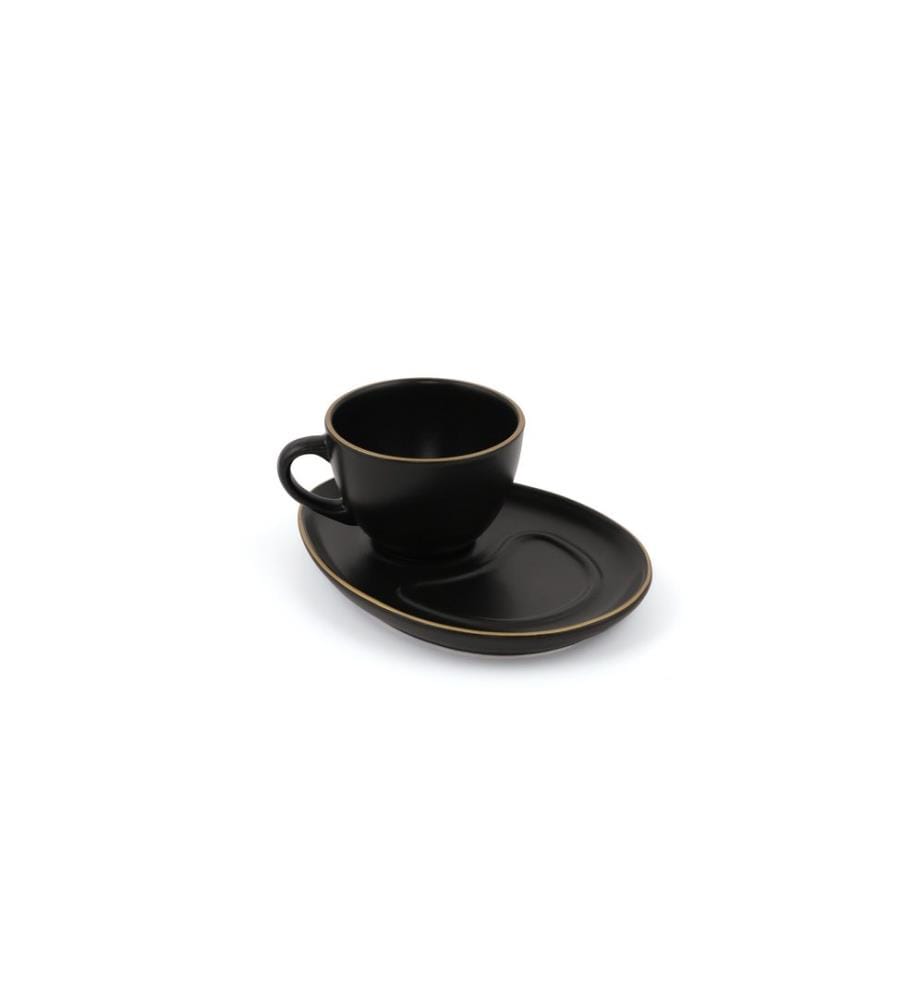 Coffee Cup Set, 4 Pieces, Black, Ceramic, Does Not ABSorb Water