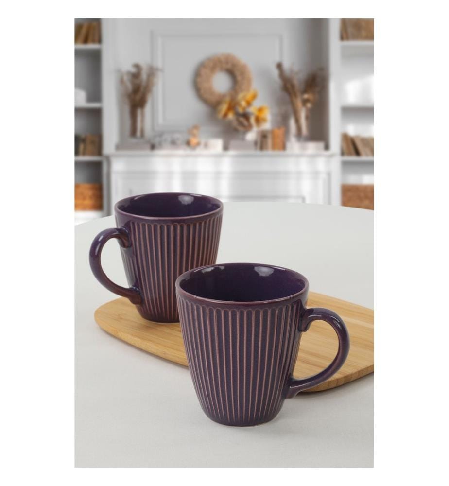Mug Set, 2 Pieces, Purple, Ceramic Stoneware, Does Not ABSorb Water