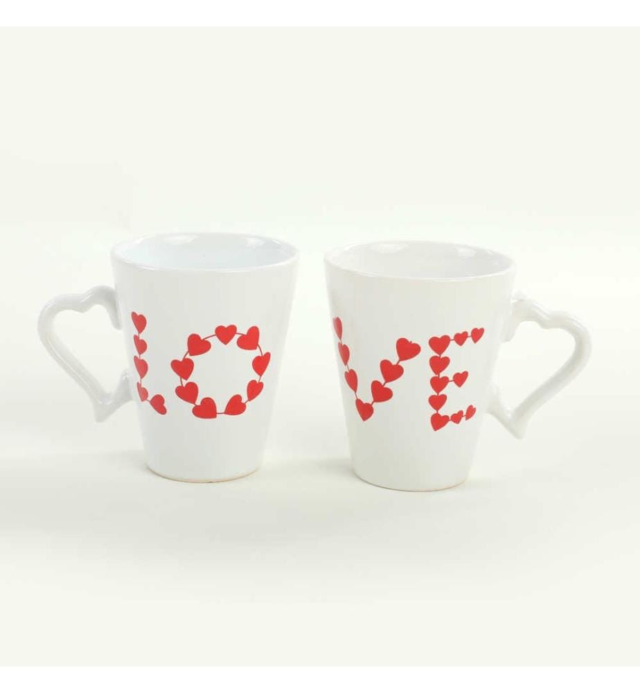 Mug Set, 6 Pieces, RedWhite, Ceramic, Does Not ABSorb Water