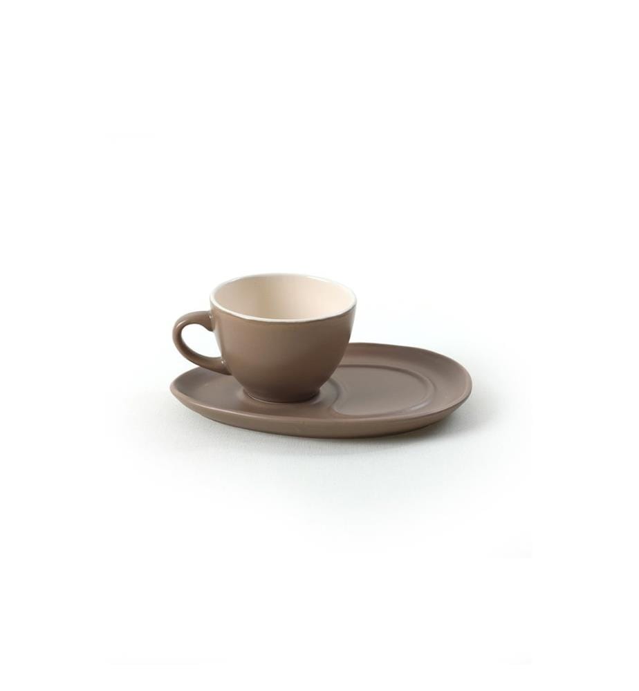 Coffee Cup Set, 4 Pieces, Light Taupe, 100% Ceramic, Antibacterial