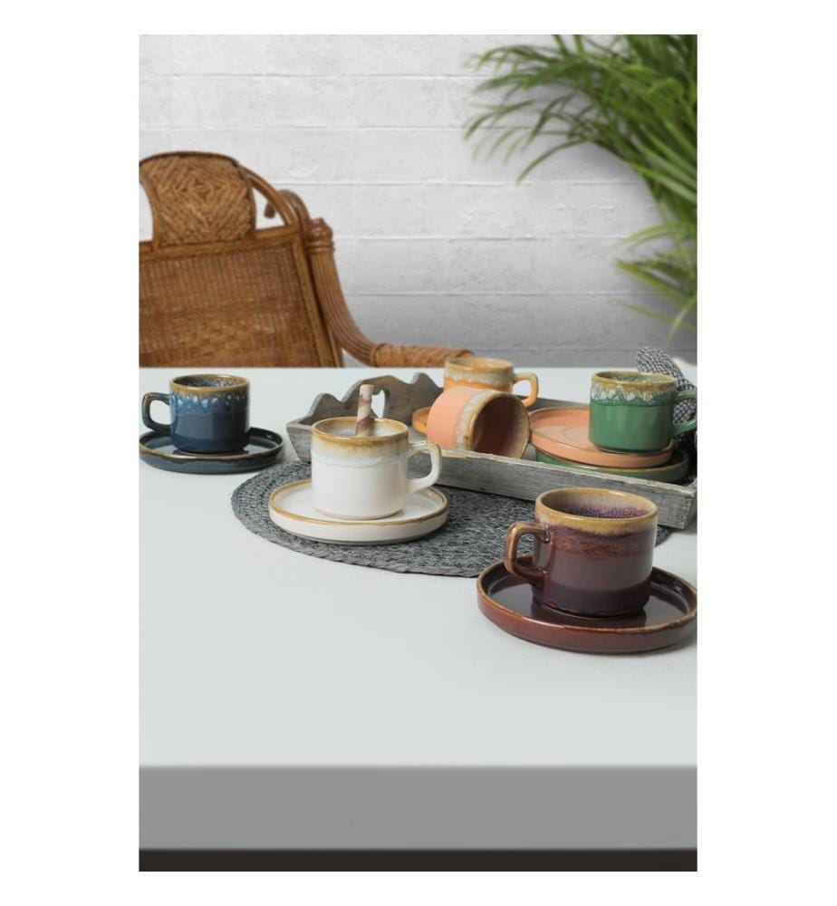 Tea Glass Set, 12 Pieces, Multicolor, 100% Ceramic, Antibacterial