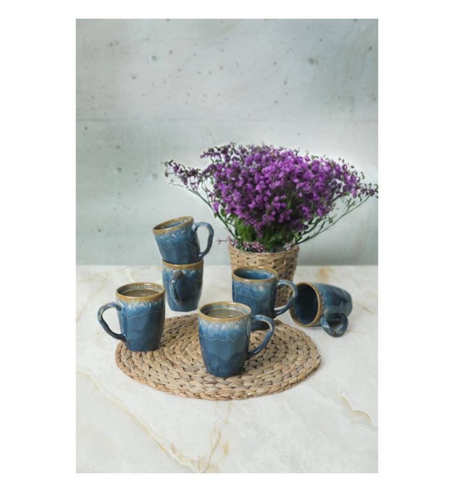 Set di tazze, 6 pezzi, Blu, 100% Ceramic, Antibatterico