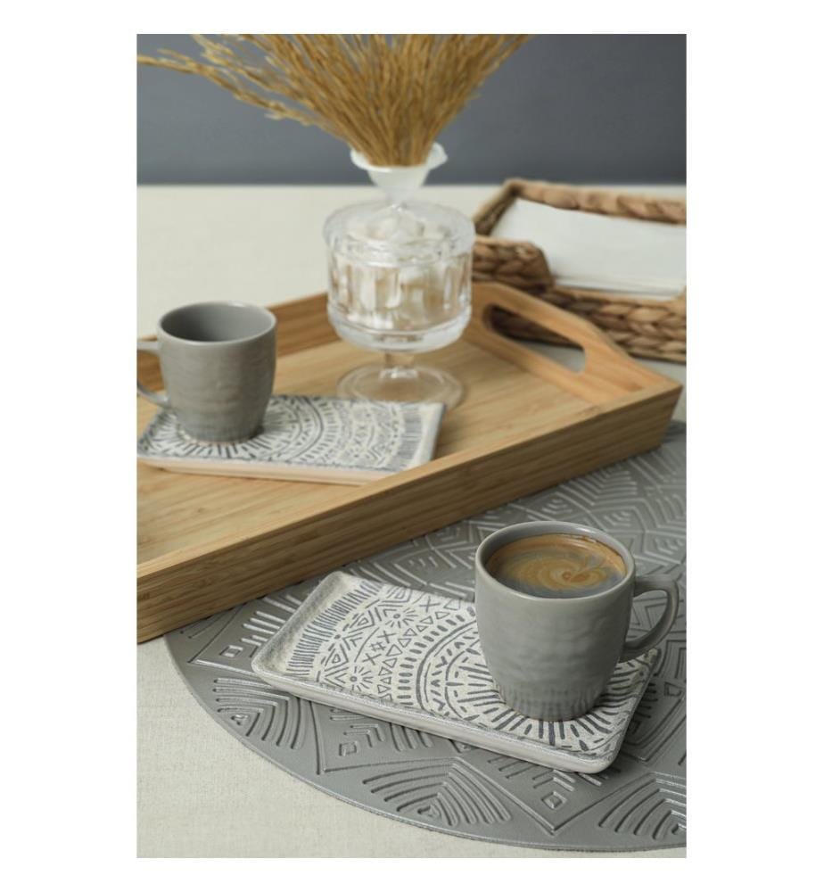 Coffee Cup Set, 4 Pieces, Matte, 100% Ceramic, Antibacterial