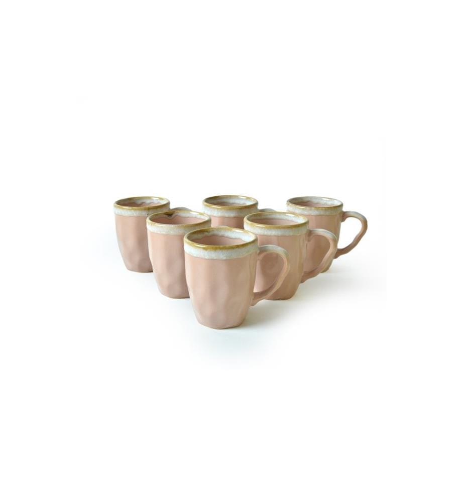 Mug Set, 6 Pieces, Powder, 100% Ceramic, Antibacterial