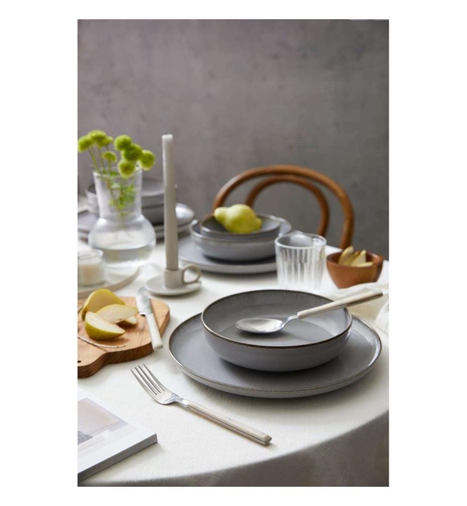 Dinner Set, 18 Pieces, Grey, 100% PORCELAIN