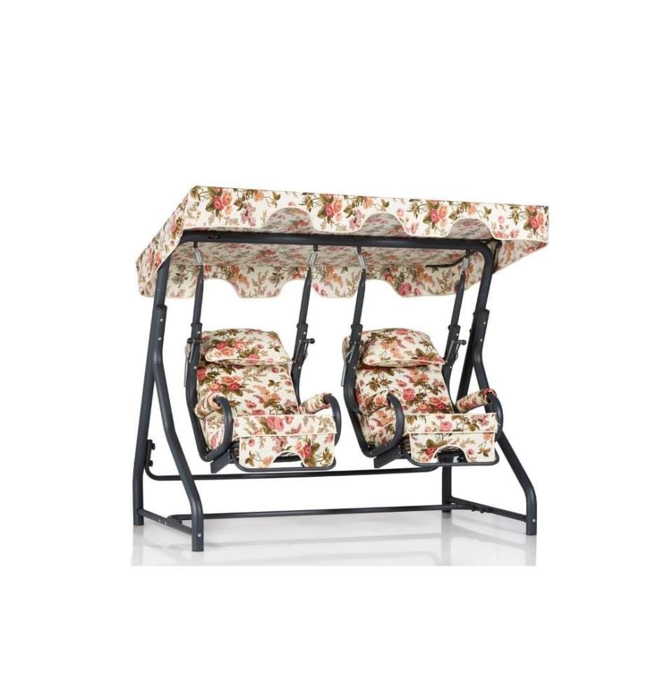 Garten-Doppel-Schaukelstuhl, Multicolor, Metallgestell, Polyester-Gewebe