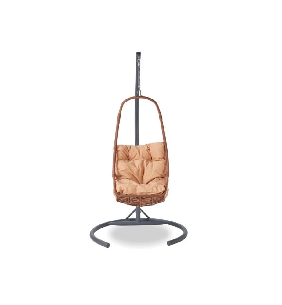 Garten-Schaukelstuhl, Kamel, Schwarz, Metallrahmen, Polyester-Gewebe