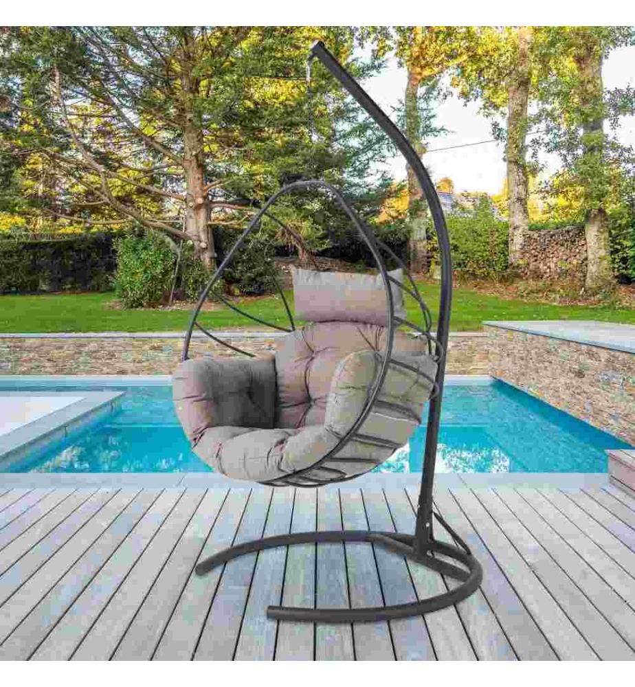 Garden Single Swing Chair, Anthracite, Gris, Structure métallique, Tissu polyester