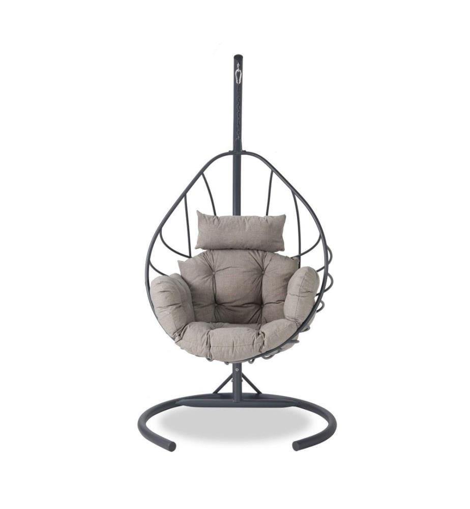 Garden Single Swing Chair, Anthracite, Gris, Structure métallique, Tissu polyester