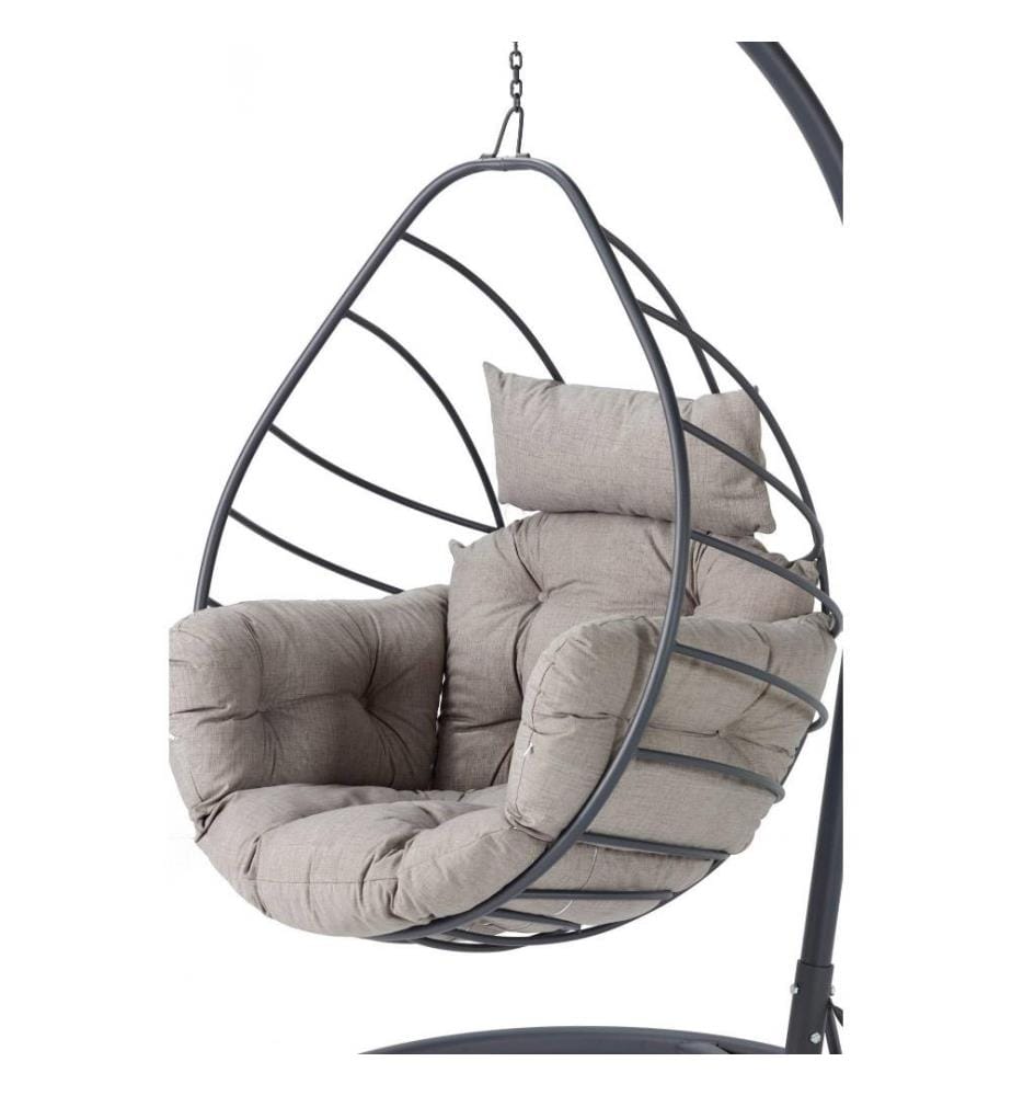 Garden Single Swing Chair, Anthracite, Gris, Structure métallique, Tissu polyester