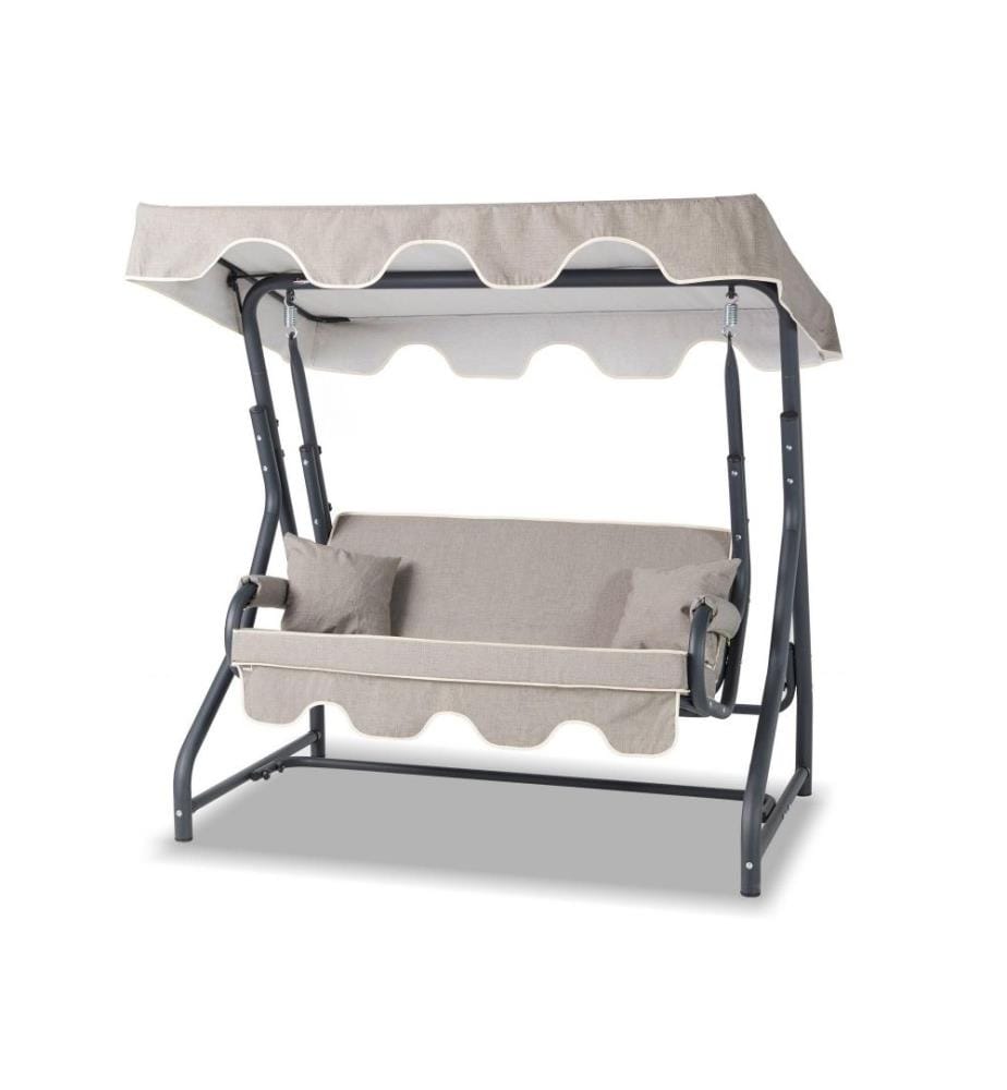 Garten-Doppel-Schaukelstuhl, Anthrazit, Grau, Metallgestell, Polyester-Gewebe