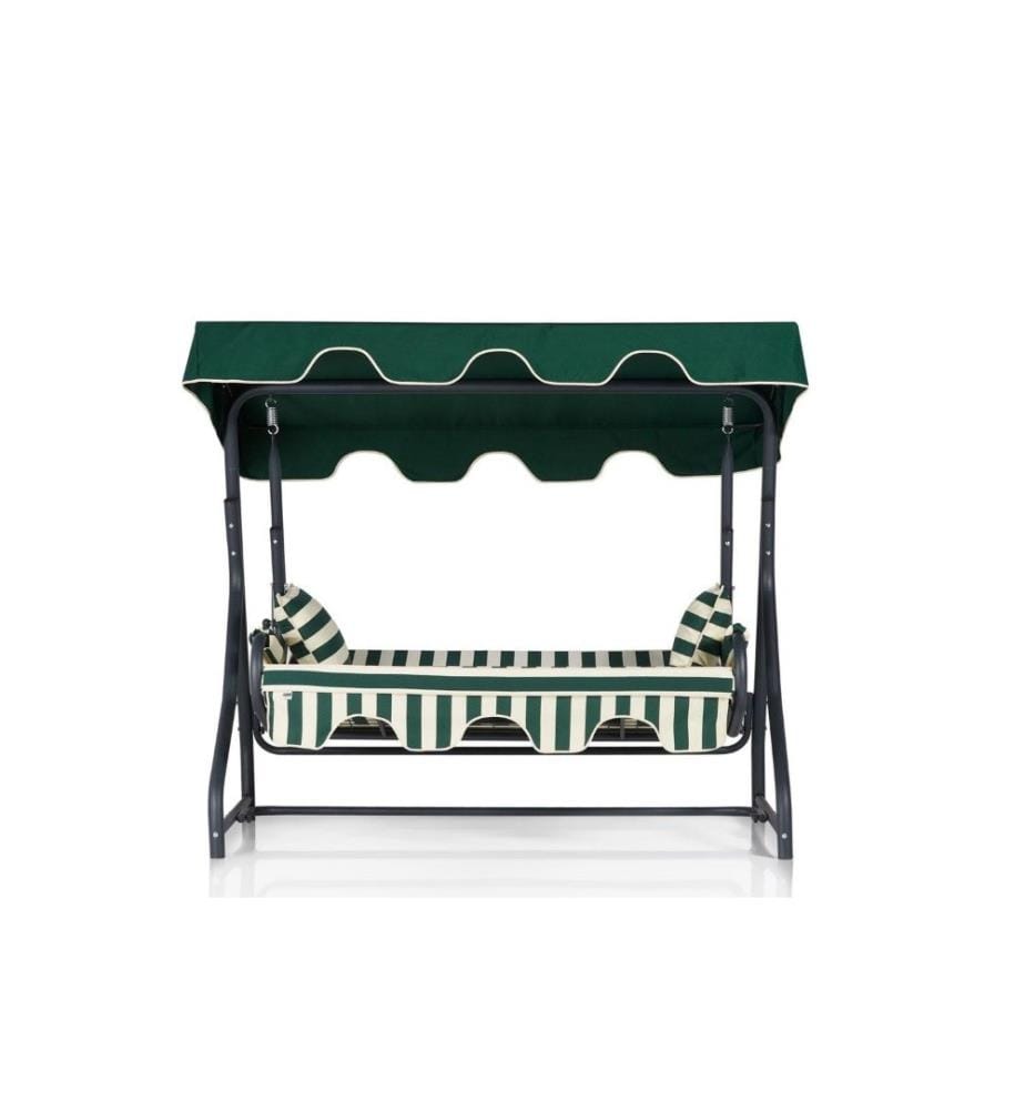 Chaise balançoire triple de jardin, multicolore, structure en aluminium, tissu polyester