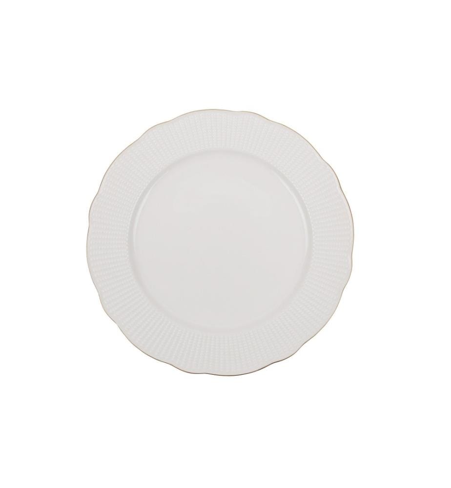 Dinner Set, 18 Pieces, White, Gold, Porcelain