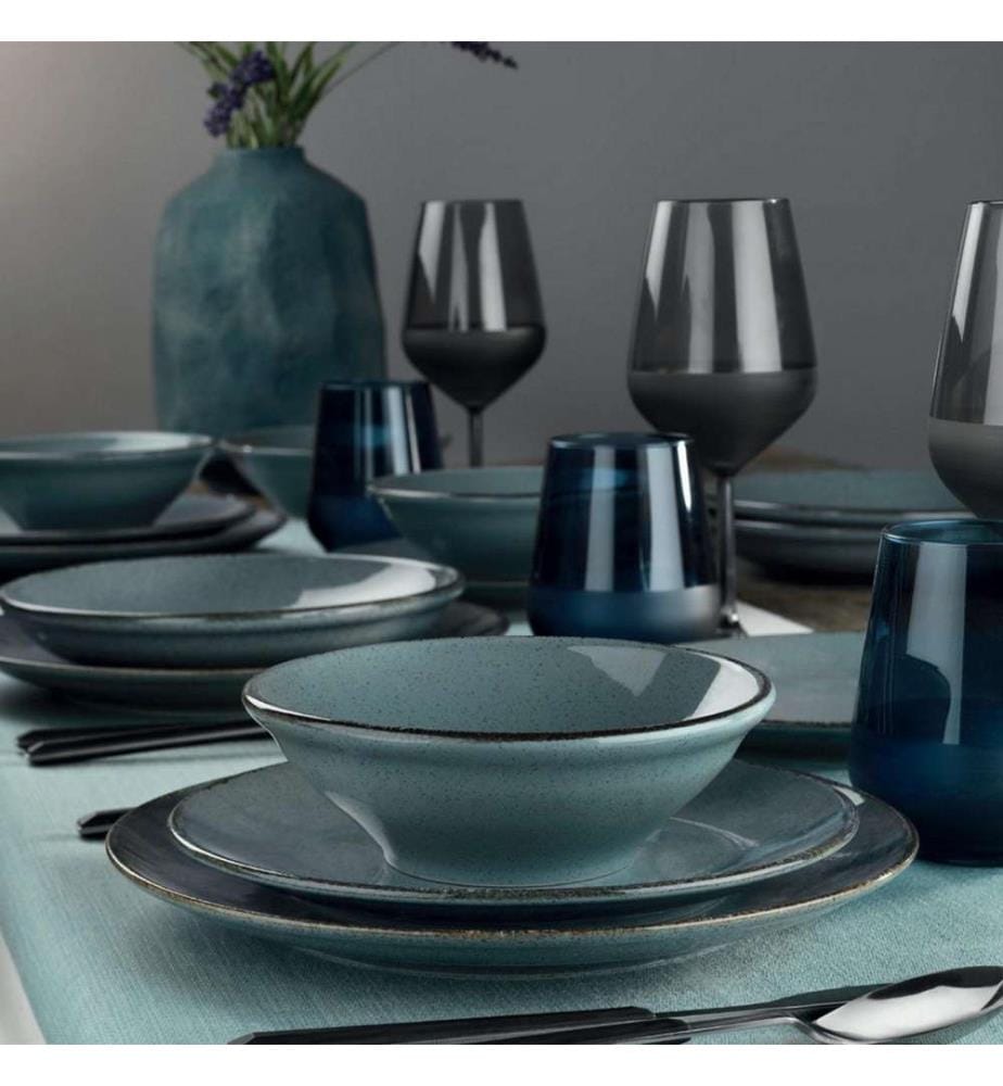 Dinner Set, 18 Pieces, Blue, Porcelain