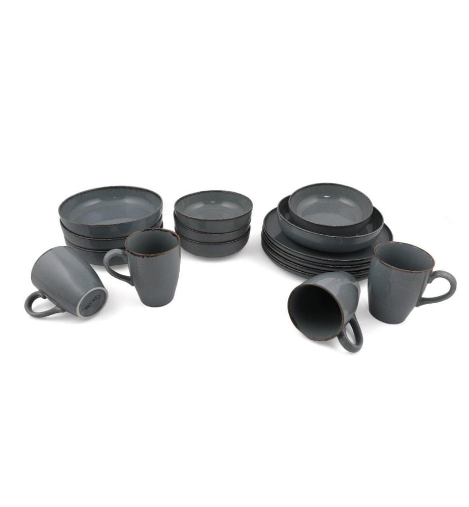 Dinner Set, 16 Pieces, Grey, Porcelain