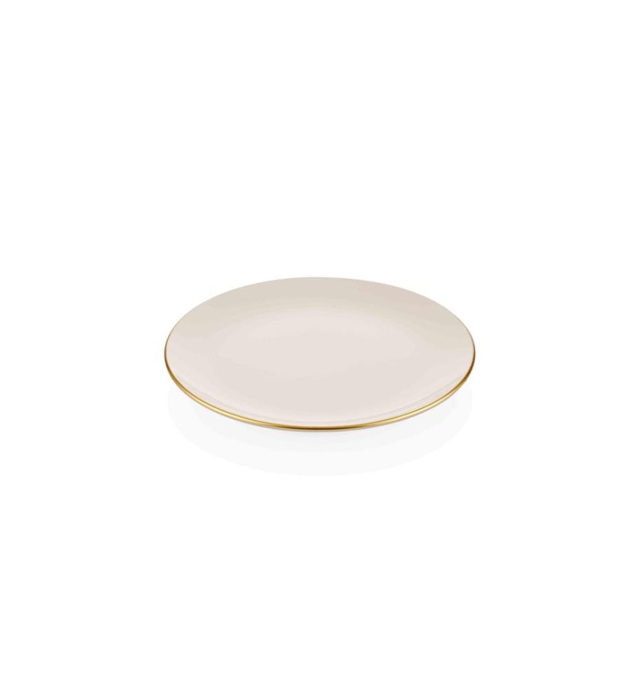 Dessert Plate Set, 6 Pieces, Cream, Ceramic
