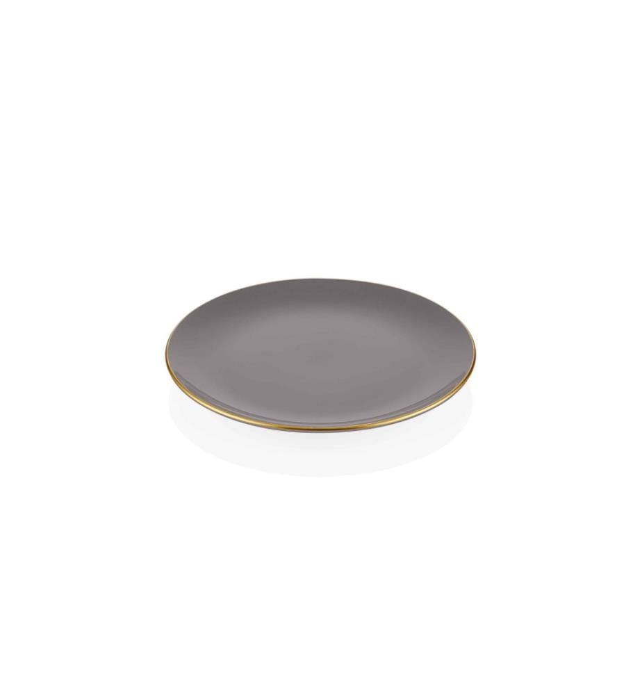 Dessert Plate Set, 6 Pieces, Grey, Ceramic