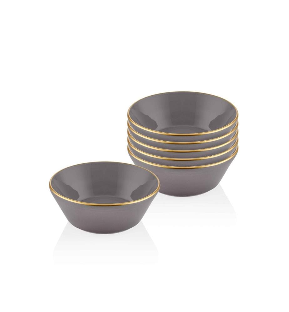Bowl Set, 6 Pieces, Grey, Ceramic
