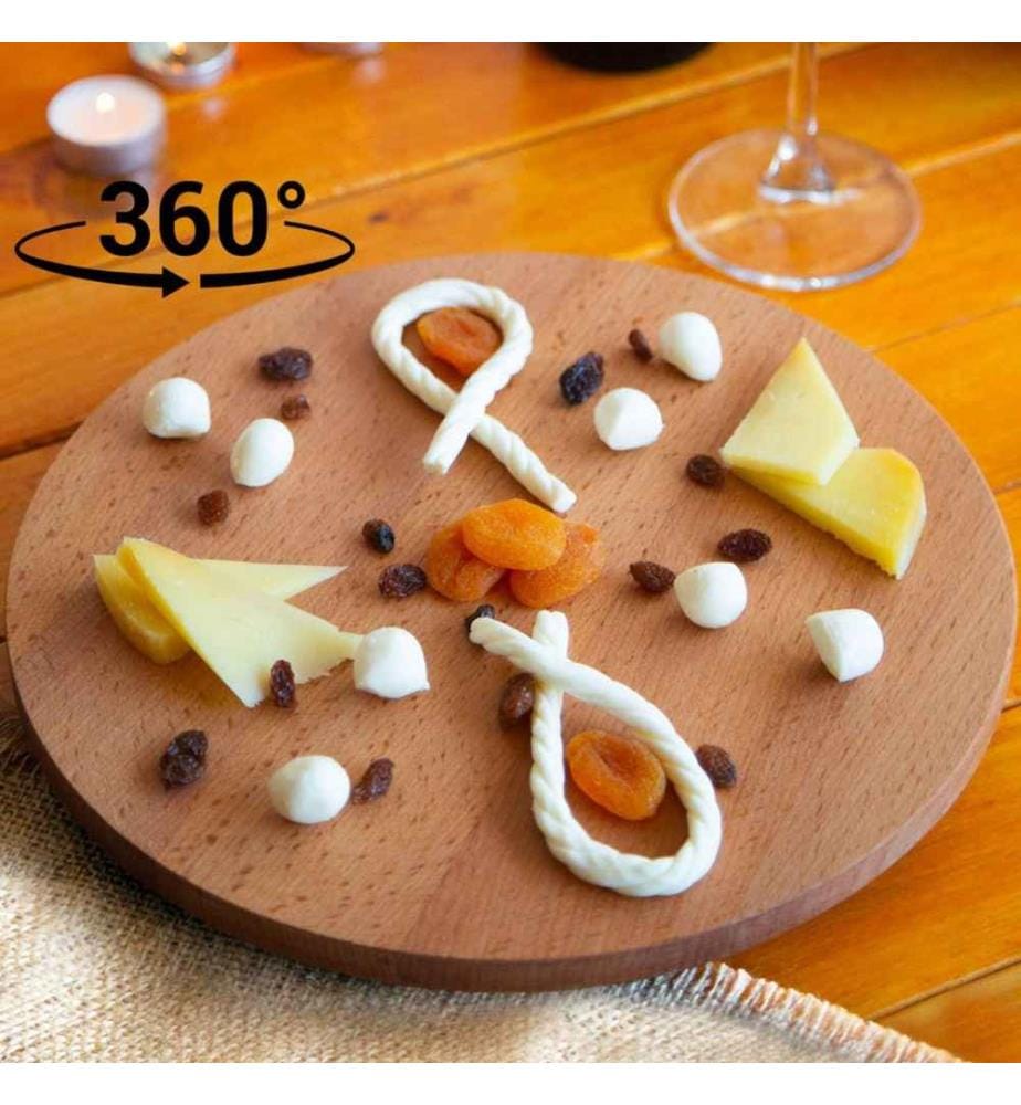 Serving Tray, Natural, Wooden, Turntable