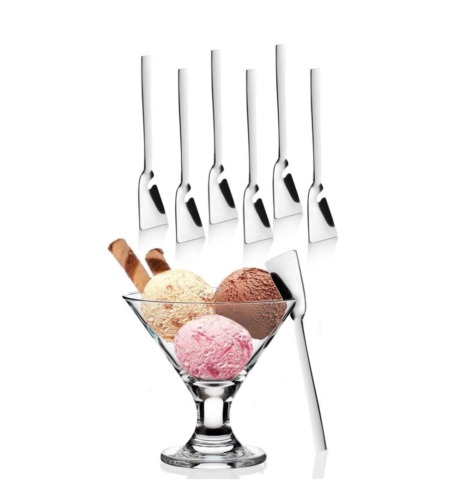 Eiscremelöffel-Set, 6-teilig, silberfarben, Edelstahl