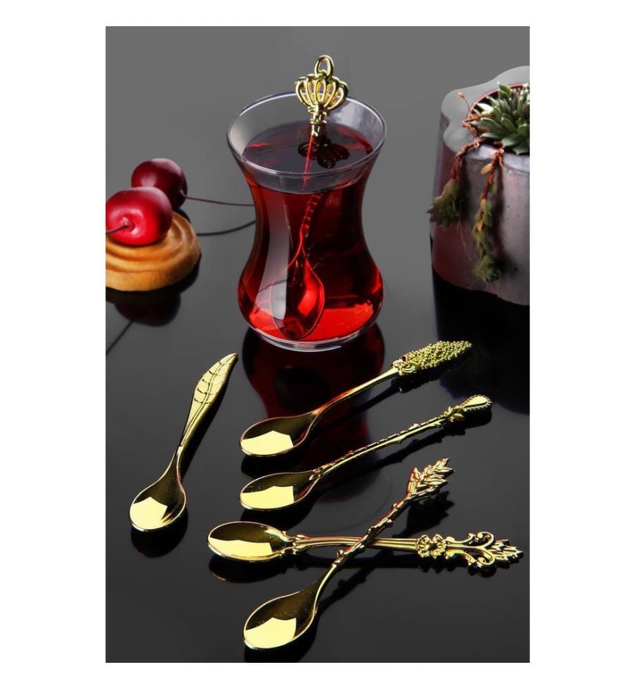 Spoon Set, 6 Pieces, Gold, Metal