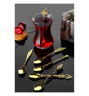 Spoon Set, 6 Pieces, Gold, Metal