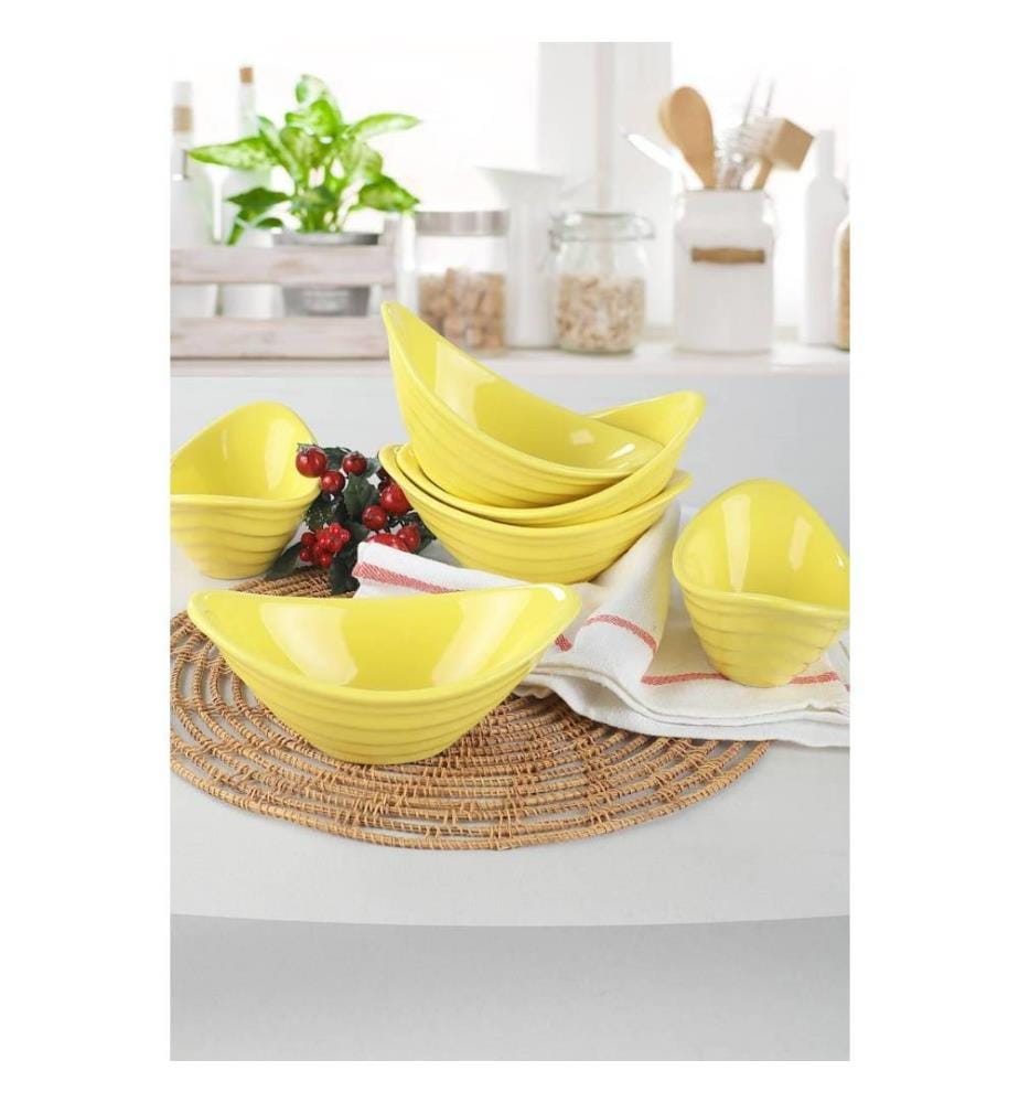 Bowl Set, 6 Pieces, Yellow, Ceramic