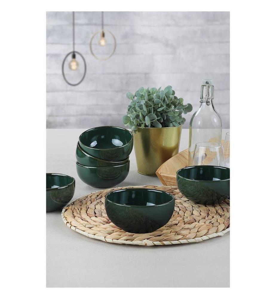 Bowl Set, 6 Pieces, Dark Green, Ceramic