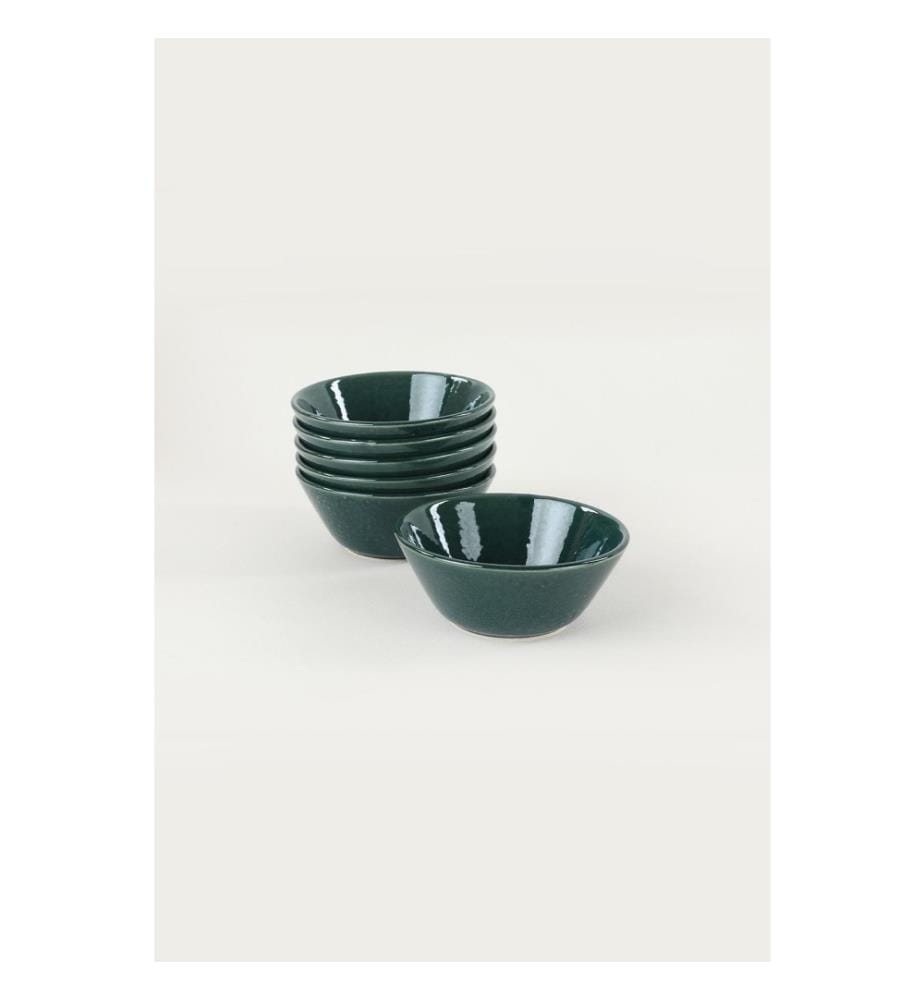 Bowl Set, 6 Pieces, Dark Green, Ceramic