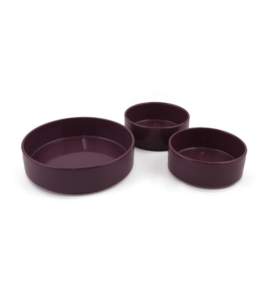 Bowl Set, 3 Pieces, Purple, Ceramic, Does Not ABSorb Water