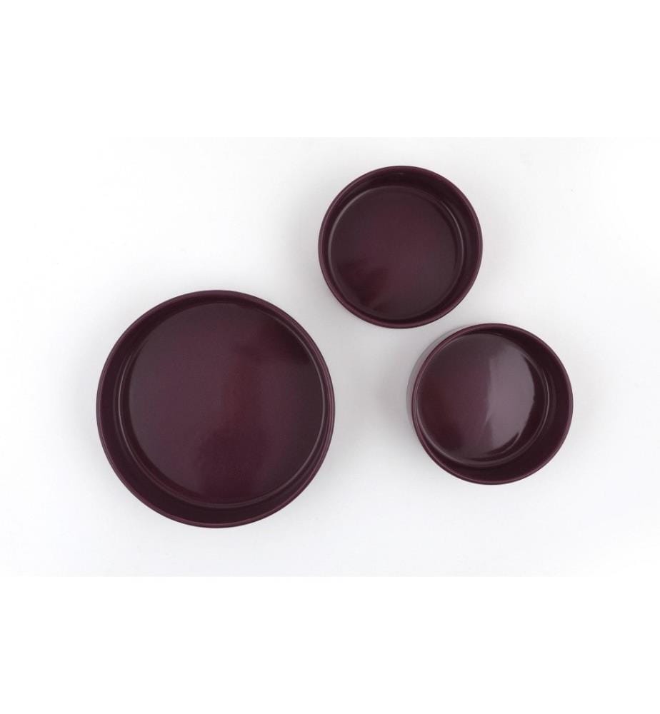Bowl Set, 3 Pieces, Purple, Ceramic, Does Not ABSorb Water