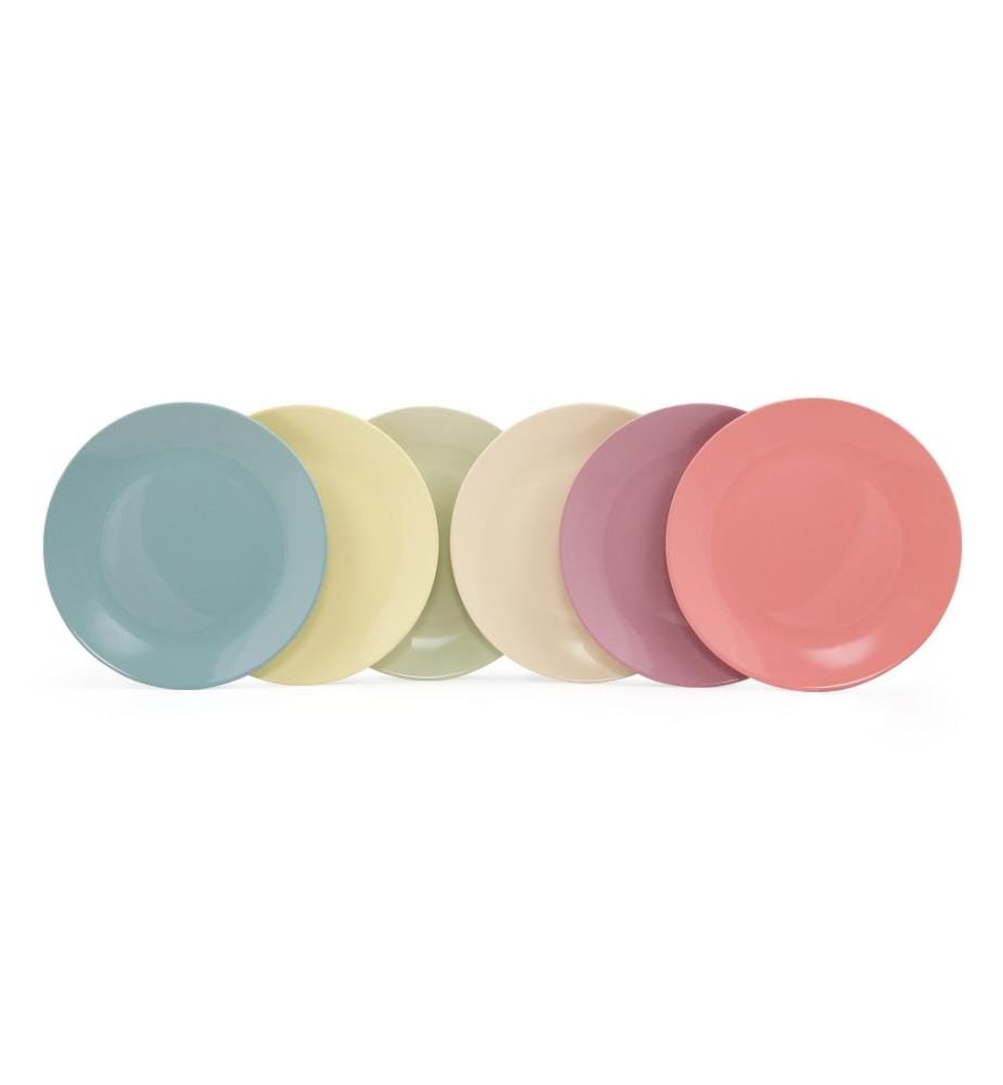 Service Plate Set, 6 Pieces, Multicolor, Ceramic, Does Not ABSorb Water