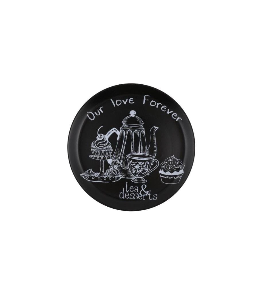 Service Plate Set, 6 Pieces, Matte Black, Ceramic, Does Not ABSorb Water