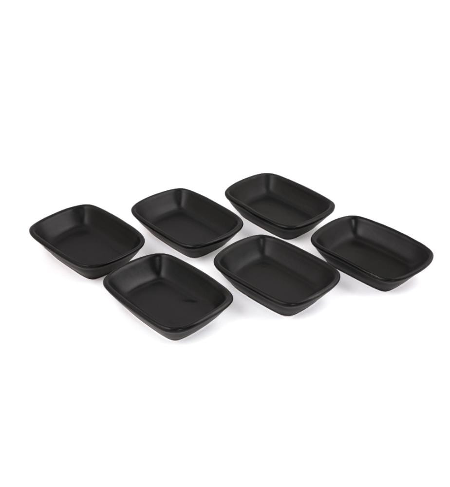 Platter Set, 6 Pieces, Matte Black, Ceramic, Does Not ABSorb Water