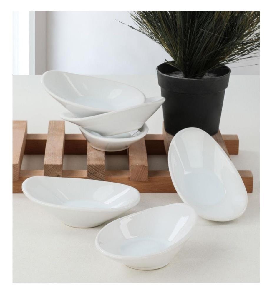 Sauce Bowl Set, 6 Pieces, White, Ceramic, Does Not ABSorb Water