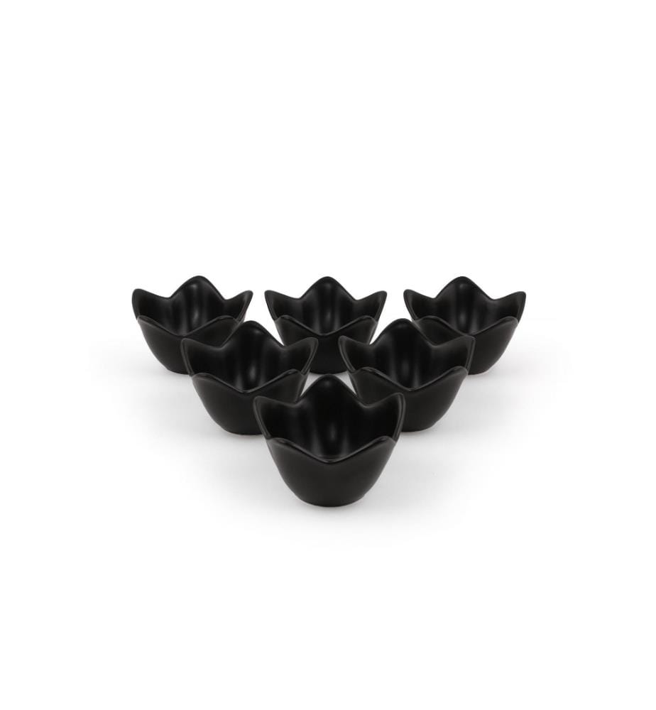 Bowl Set, 6 Pieces, Matte Black, Ceramic, Does Not ABSorb Water
