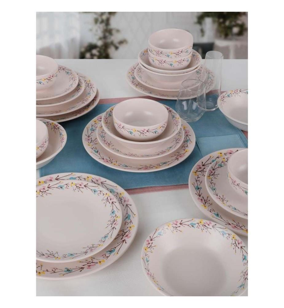 Dinner Set, 24 Pieces, Multicolor, Ceramic Stoneware, Does Not ABSorb Water