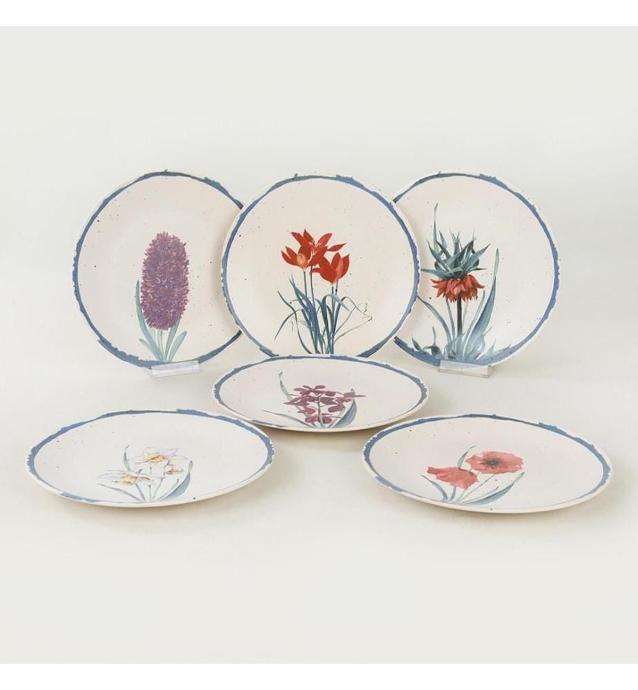 Service Plate Set, 6 Pieces, Matte White, Ceramic, Does Not ABSorb Water