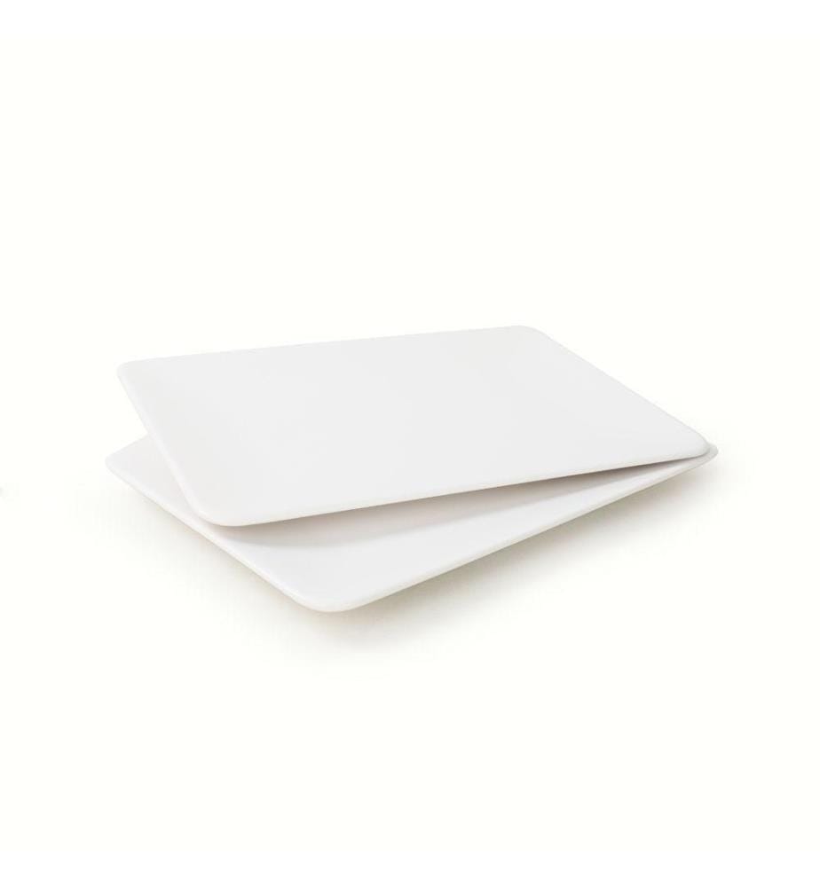 Platter Set, 2 Pieces, White, Ceramic Stoneware, Does Not ABSorb Water