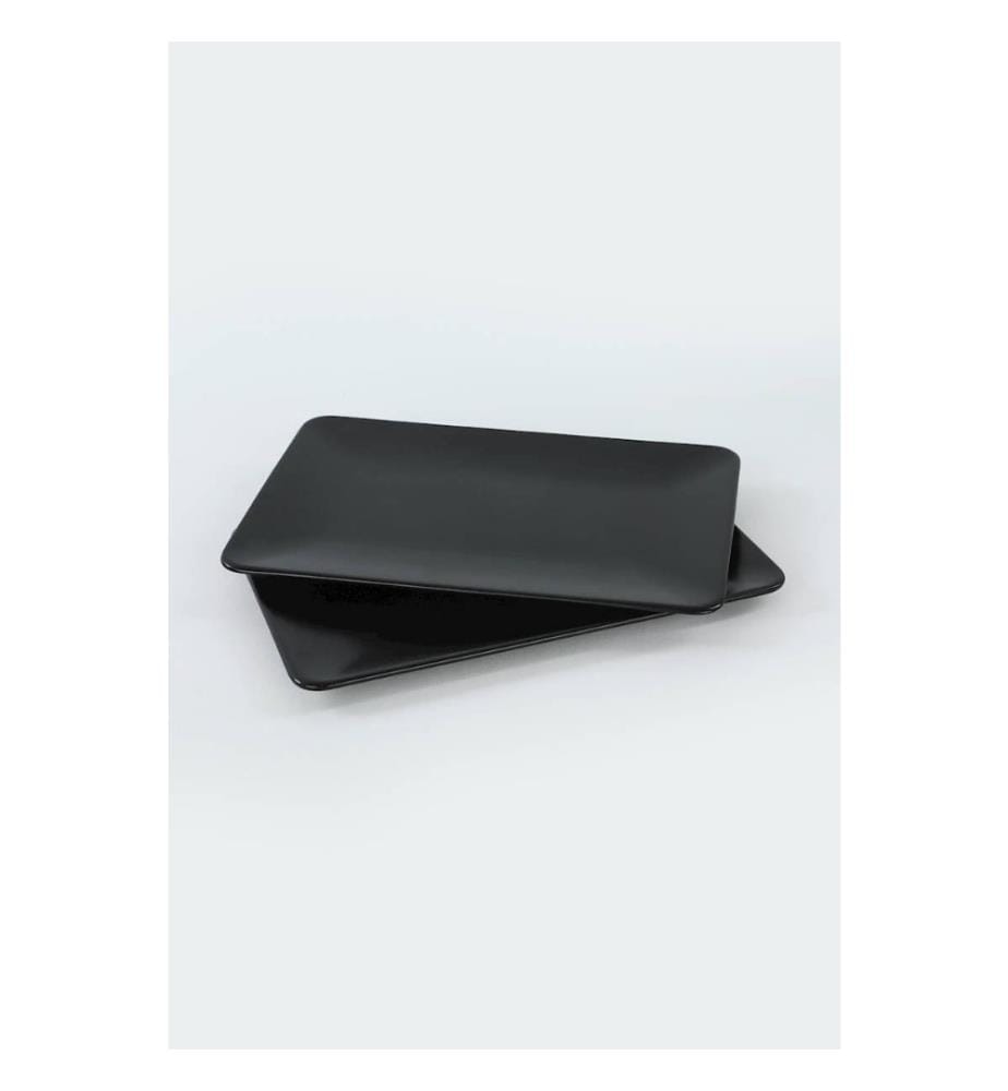 Platter Set, 2 Pieces, Black, Ceramic Stoneware, Does Not ABSorb Water